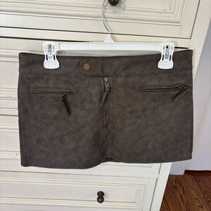 Edikted Ziva Brown Faux Leather Mini Skirt